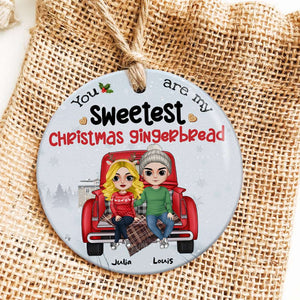 You Are My Sweetest Christmas Gingerbread, Personalized Couple Ornament, Christmas Tree Decor - Ornament - GoDuckee