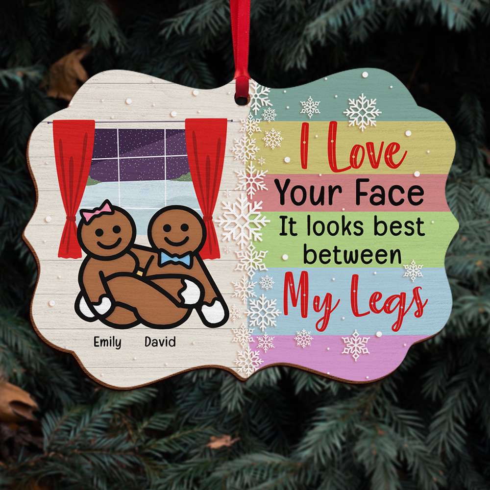 I Love Your Face It Looks Best Between My Legs, Personalized Wood Orna -  GoDuckee