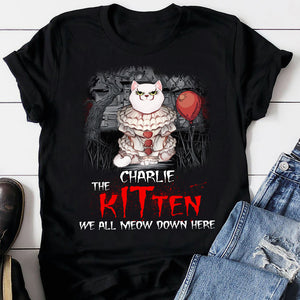 We All Meow Down Here Personalized Halloween Cat Shirt Gift For Cat Lovers - Shirts - GoDuckee