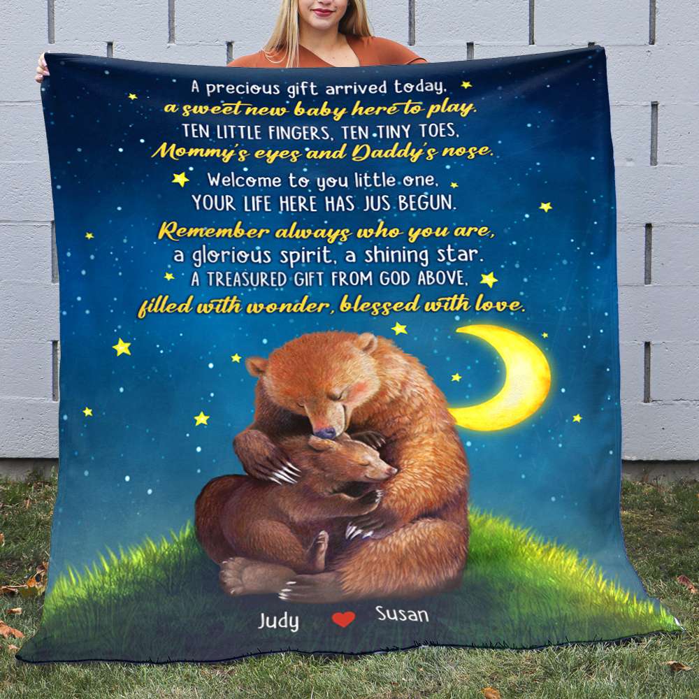 A Precious Gift Arrived Today, Family Mom And Children Blanket - Blanket - GoDuckee