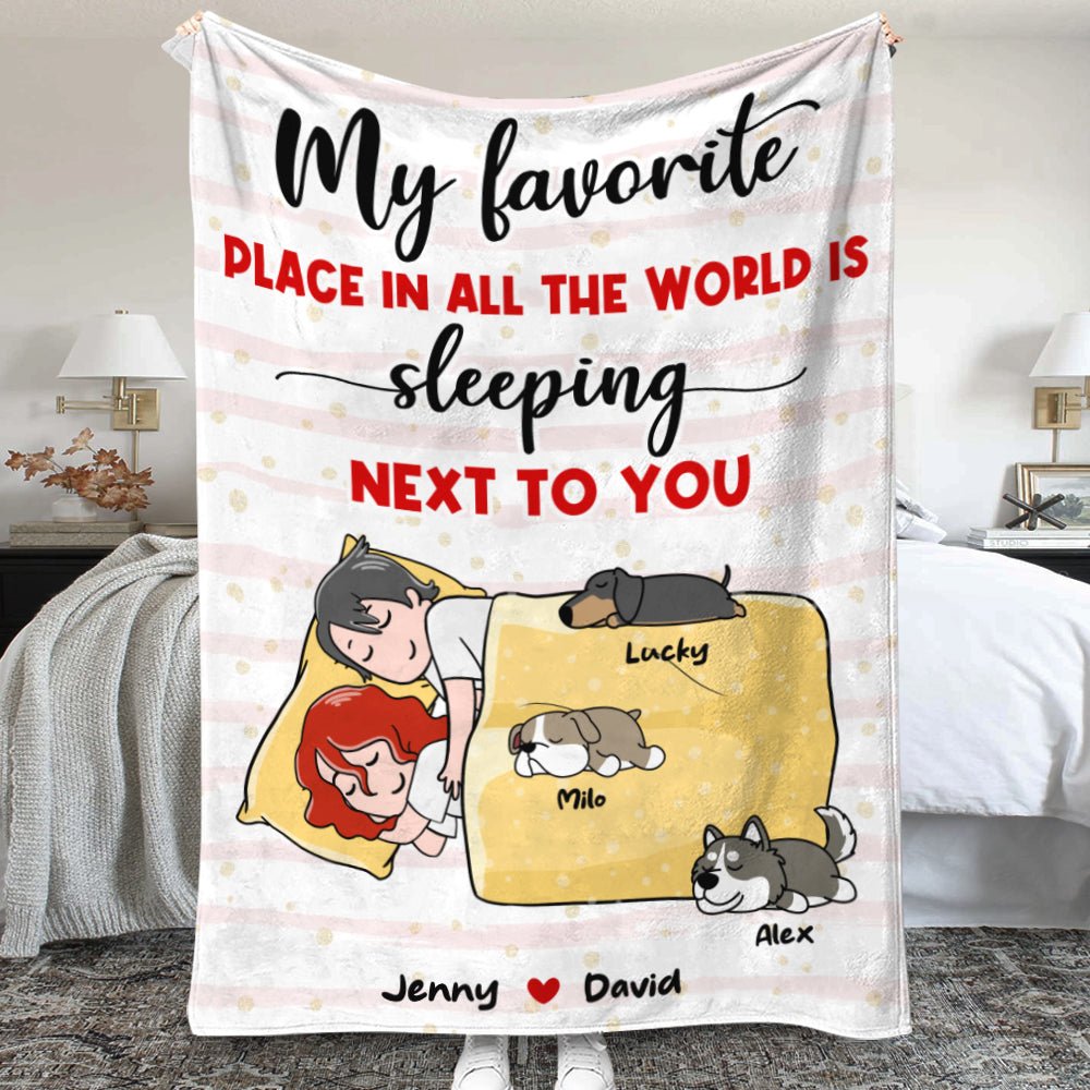 My Favorite Place, Gift For Couple, Personalized Blanket, Sleeping Couple Blanket, Anniversary Gift - Blanket - GoDuckee