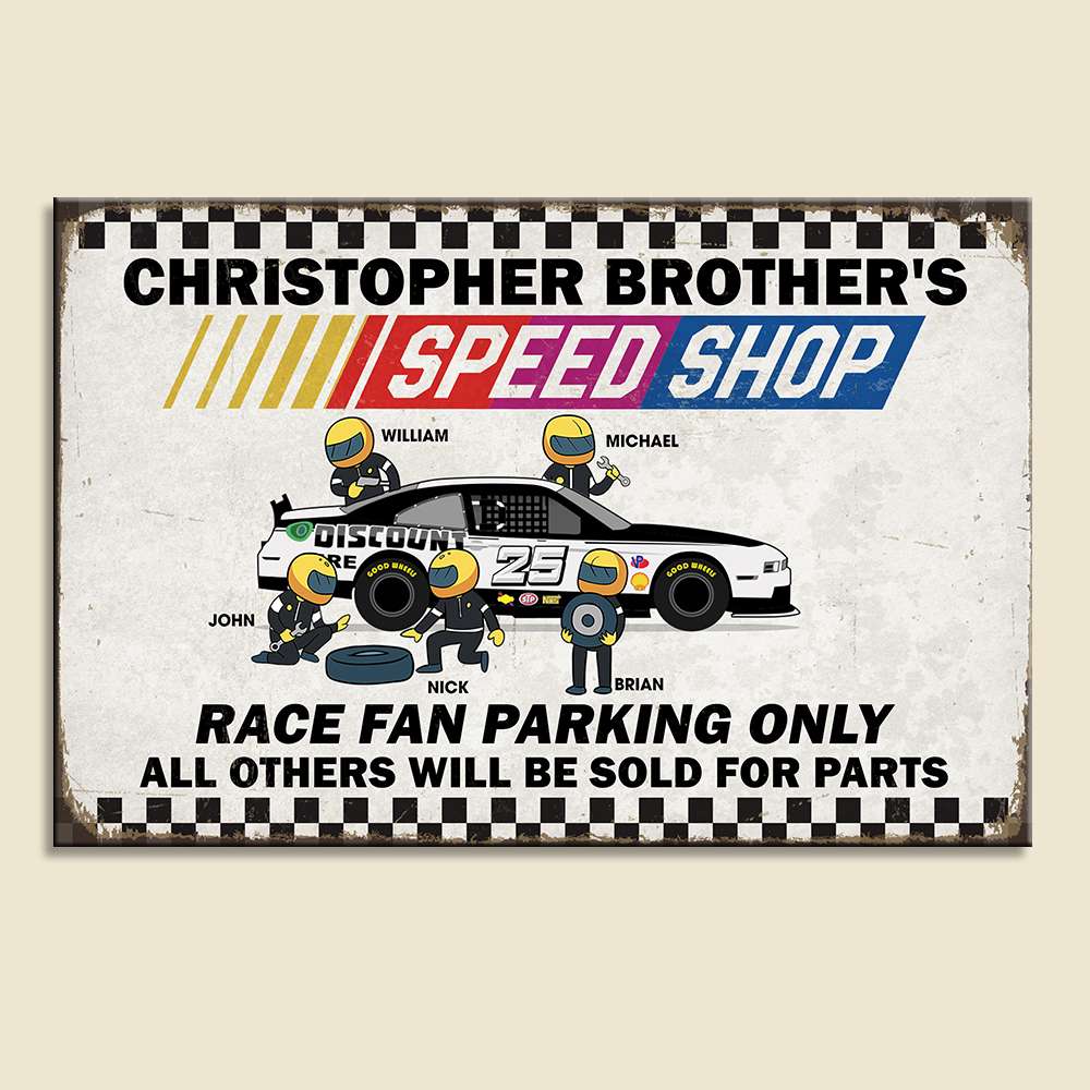 Race Fan Parking Only Personalized Racing Metal Sign - Metal Wall Art - GoDuckee