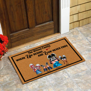 Where Life Begins And Love Never Ends Personalized Shoes Family Doormat - Doormat - GoDuckee