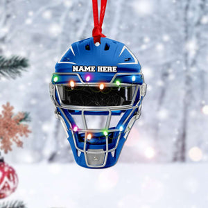 Baseball Helmet With Christmas Light - Personalized Christmas Ornament - Ornament - GoDuckee