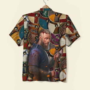 Viking Shield Pattern Hawaiian Shirt - Hawaiian Shirts - GoDuckee