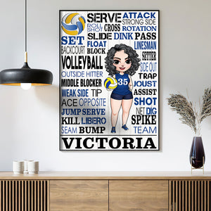 Personalized Volleyball Girl Poster - Serve, Attack, Strong Side, Outside Hitter, Middle Blocker, Jump - Poster & Canvas - GoDuckee