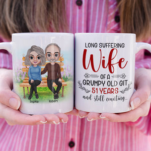 Long Suffering Wife Of A Grumpy Old Git, Old Couple Anniversary White Mug - Coffee Mug - GoDuckee