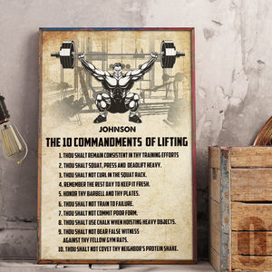 Personalized Weightlifting Man Poster - The 10 Commandments Of Lifting - Vintage - Poster & Canvas - GoDuckee
