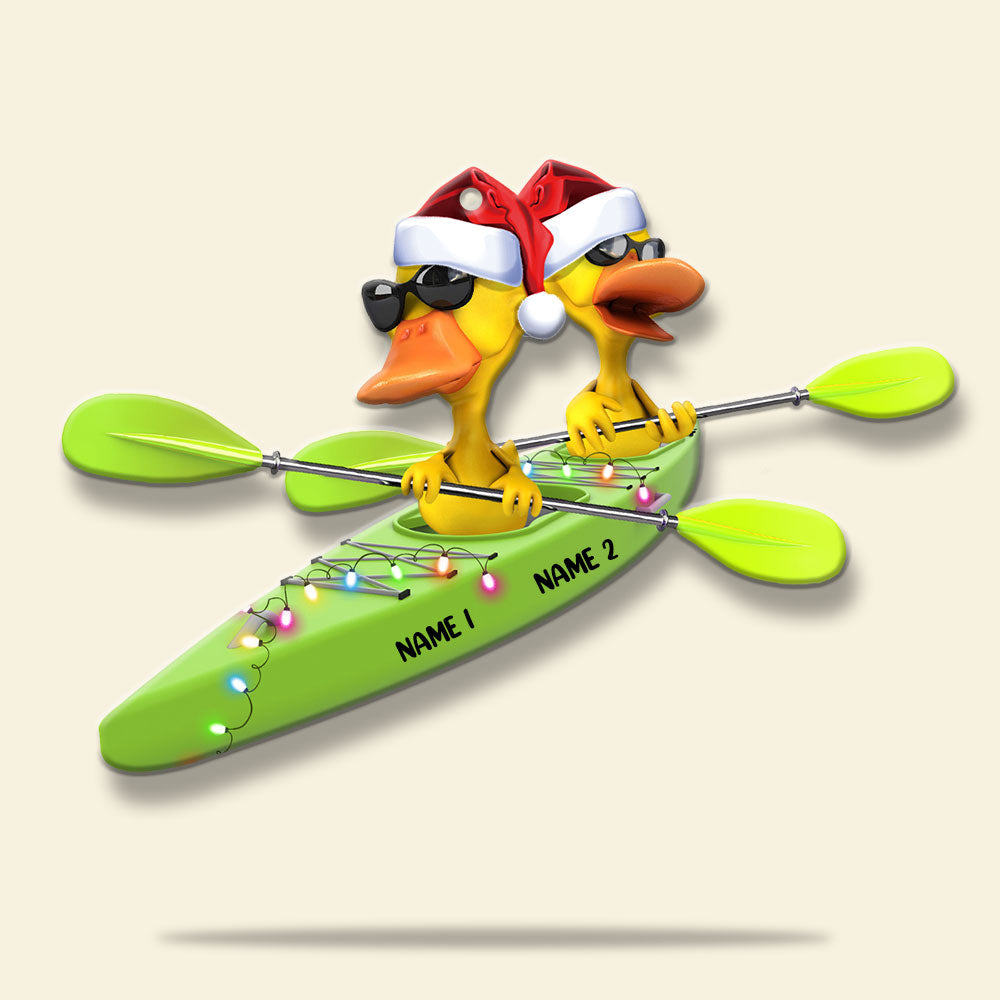 Kayaking Yellow Ducks - Personalized Christmas Ornament - Gifts for Kayaking Lovers - Ornament - GoDuckee