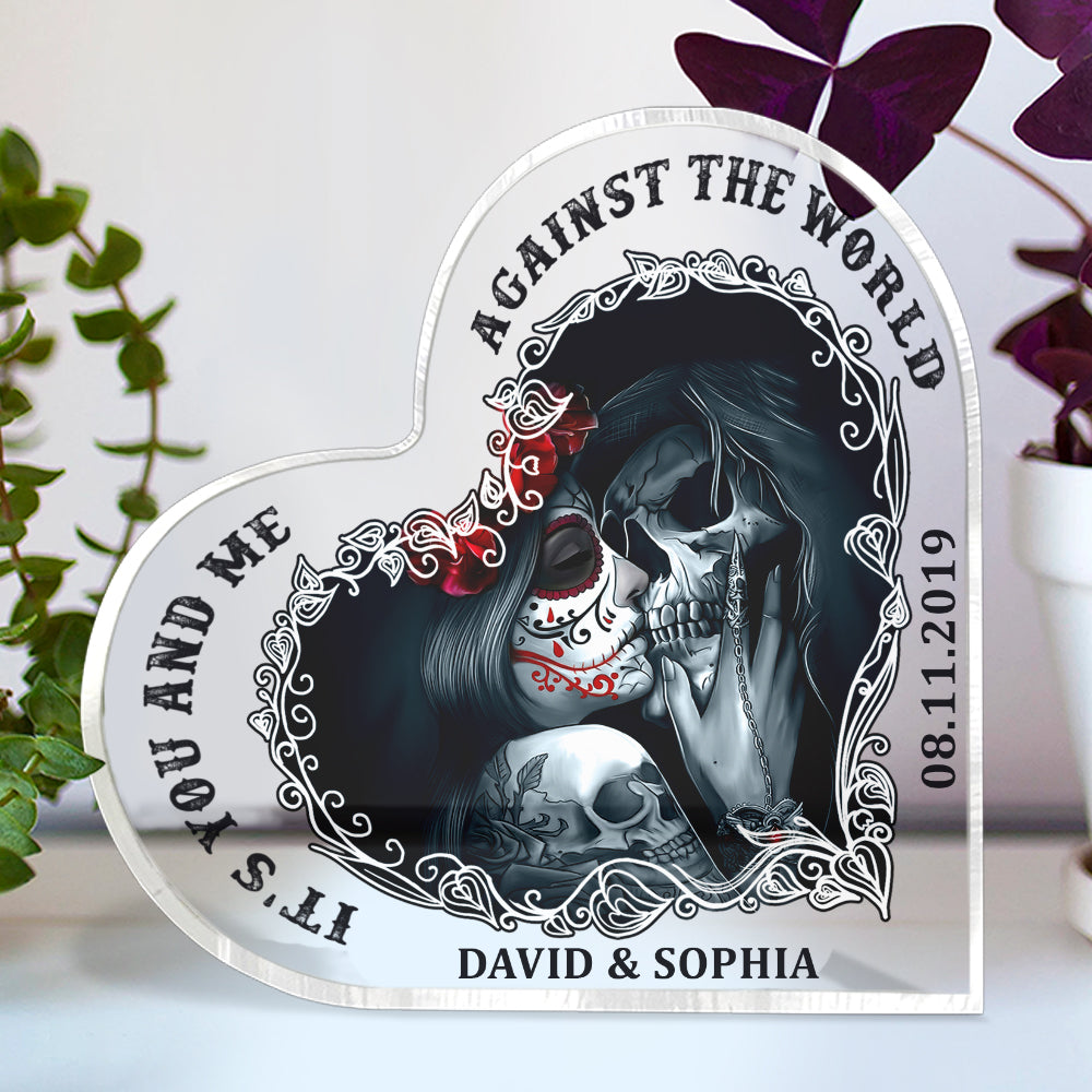 It's You And Me, Personalized Heart Shaped Acrylic Plaque, Gift For Couple - Decorative Plaques - GoDuckee