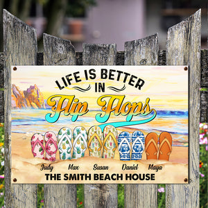 Life Is Better In Flip Flops - Personalized Metal Sign - Metal Wall Art - GoDuckee