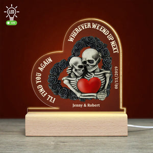 I'll Find You Again Wherever We End Up Next, Personalized Couple 3D Led Light Wooden Base - Led Night Light - GoDuckee