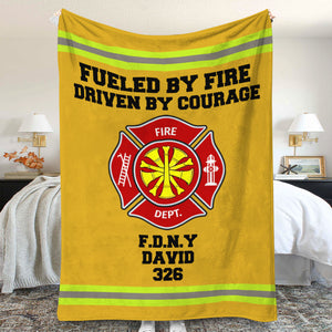 Custom Firefighter Logo Blanket - Fueled By Fire Driven By Courage - Blanket - GoDuckee