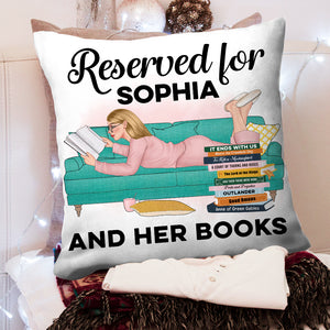 Reserved For, Personalized Square Pillow, Funny Gift For Book Lovers - Pillow - GoDuckee