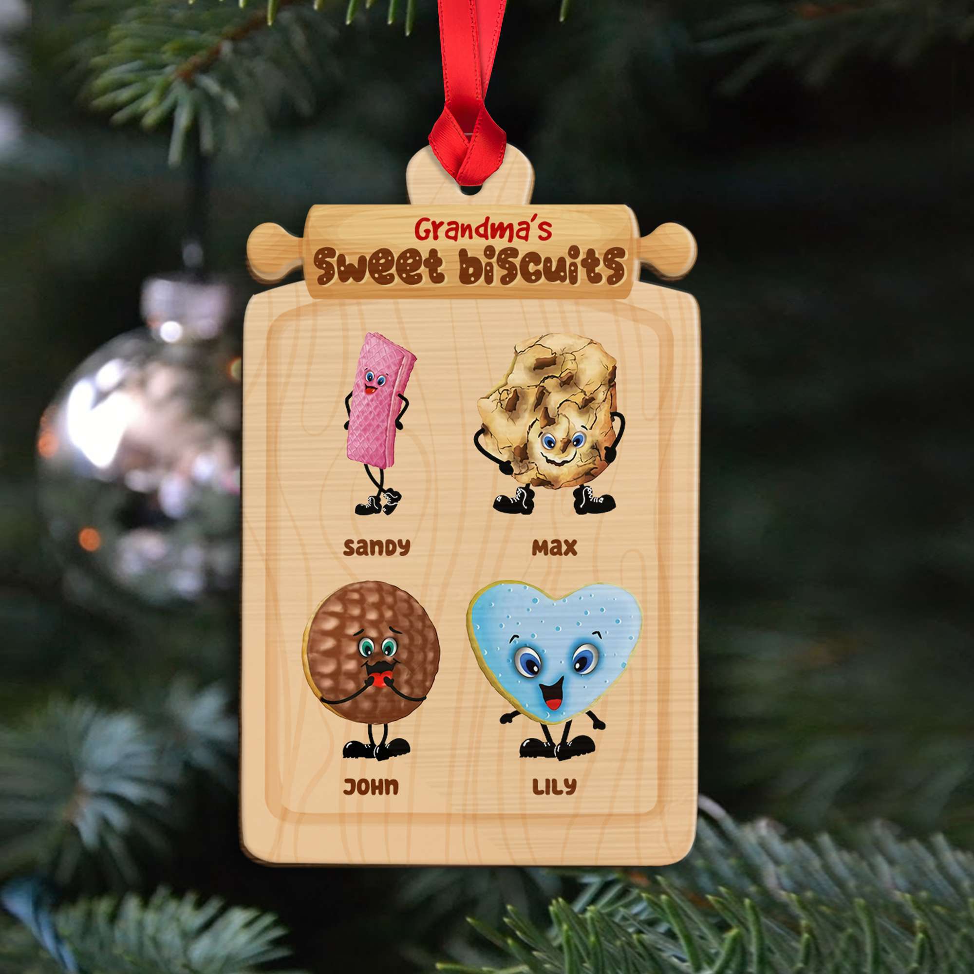 Grandma Sweet Biscuits Personalized Wood Ornament, Christmas Gift - Ornament - GoDuckee