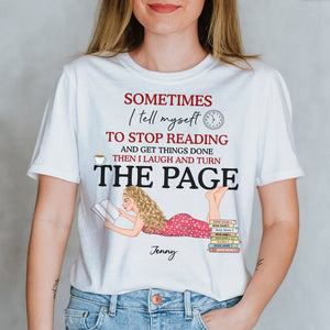 Personalized Reading Girl Shirt, I Laugh And Turn The Page, Custom Book Titles - Shirts - GoDuckee