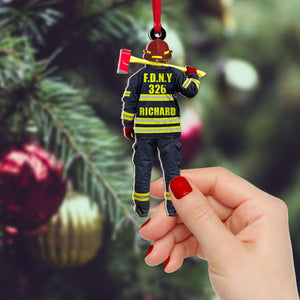 Firefighter Back View, Personalized Acrylic Ornament - Ornament - GoDuckee