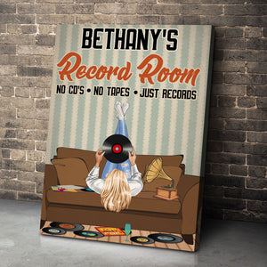 Vinyl Record Room - Personalized Lying Girl Poster - No CD's No Tapes Just Records - Poster & Canvas - GoDuckee