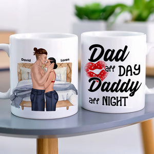 Dad All Day Daddy All Night, Personalized Couple White Mug - Coffee Mug - GoDuckee