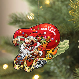 Hot Rod Santa - Personalized Christmas Ornament - Christmas Gift For Drag Racer - Ornament - GoDuckee