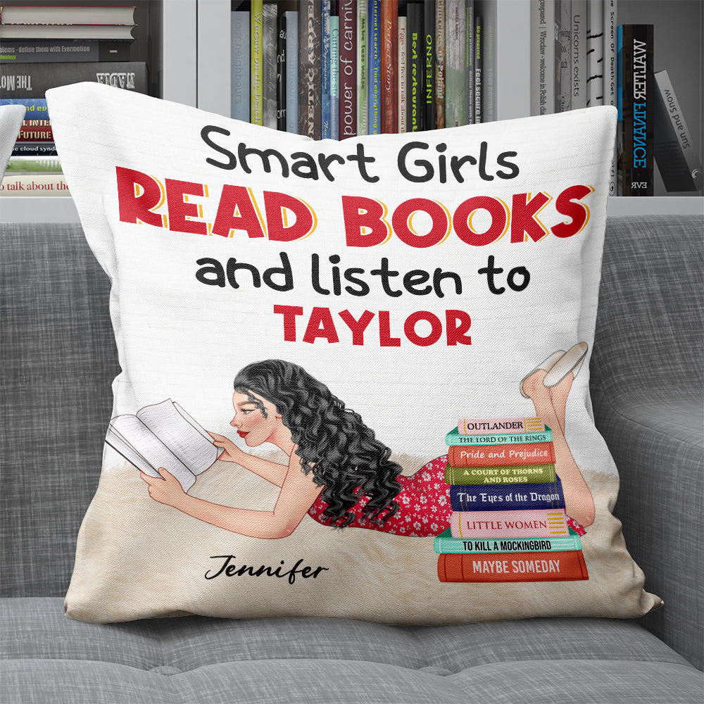 Smart Girl Read Books, Reading Girl Pillow - Pillow - GoDuckee