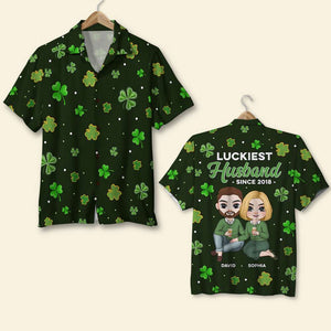 Luckiest Husband, Wife, Personalized Hawaiian Shirt, Gifts For Couple - Hawaiian Shirts - GoDuckee