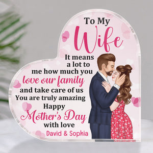 To My Wife, Personalized Heart Shaped Acrylic Plaque, Gifts For Mother's Day - Decorative Plaques - GoDuckee
