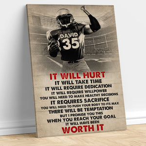 Vintage American Football Player Poster - It Will Heart It Will Take Time - Poster & Canvas - GoDuckee