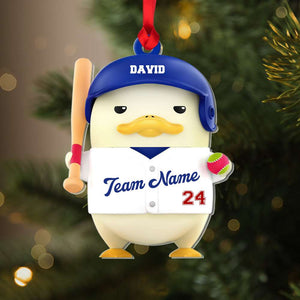 Personalized Duck Baseball Acrylic Ornament, Christmas Gift - Ornament - GoDuckee