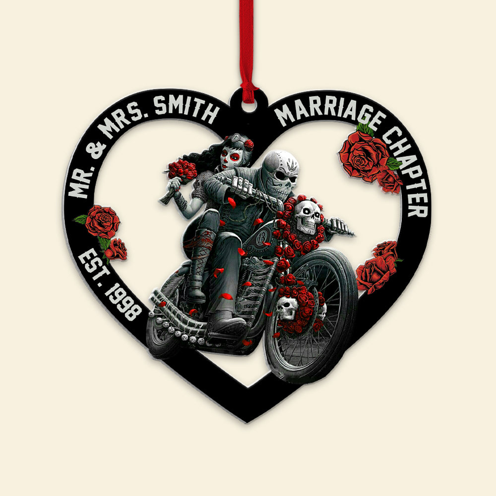 Personalized Couple Acrylic Ornament, Biker Couple Marriage Chapter - Ornament - GoDuckee