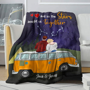 Personalized Camping Zodiac Couple Blanket - And So The Stars Brought Us Together - Blanket - GoDuckee