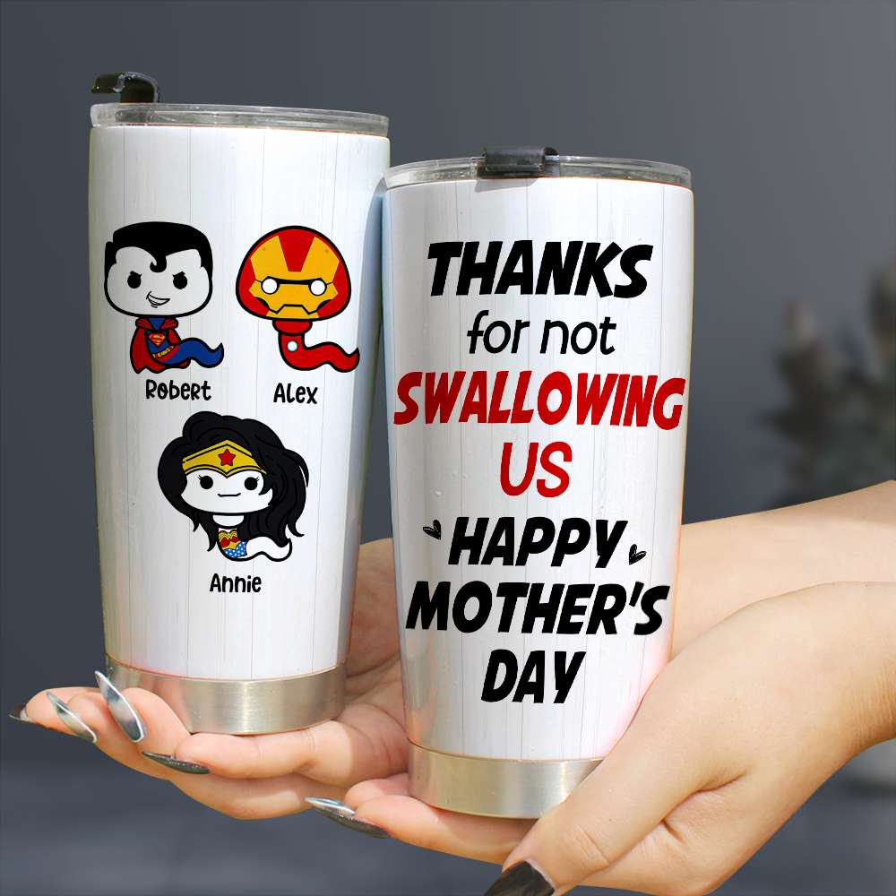 Super Mom Is Here - Personalized Tumbler - Mother's Day Gift - GoDuckee