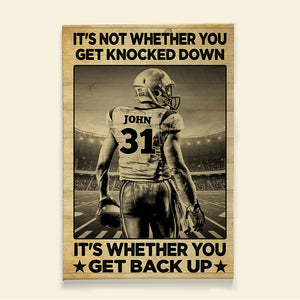 American Football Canvas Print, Get Knocked Down - Get Back Up, Personalized Wall Decor For Football Lovers - Poster & Canvas - GoDuckee