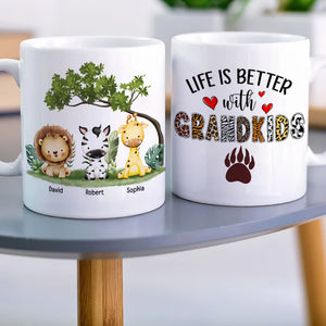 Life Is Better With Grandkids, Gift For Grandkids, Personalized Mug, Animal Mug, Anniversary Gift - Coffee Mug - GoDuckee