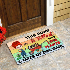 Personalized Plant Lady Dolls & Dog Breeds Doormat - This Home Is Filled With Love - Doormat - GoDuckee