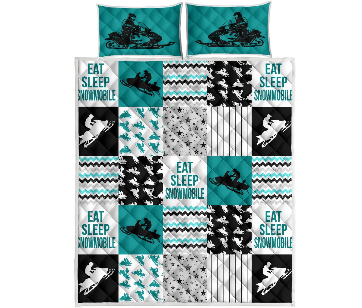 Snowmobile Eat Sleep Snowmobile - Quilt Bed Set - Blanket - GoDuckee