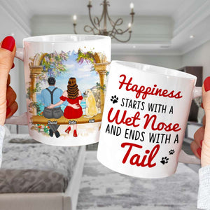 Happiness Starts With A Wet Nose, Personalized Mug, Gift For Couple - Coffee Mug - GoDuckee