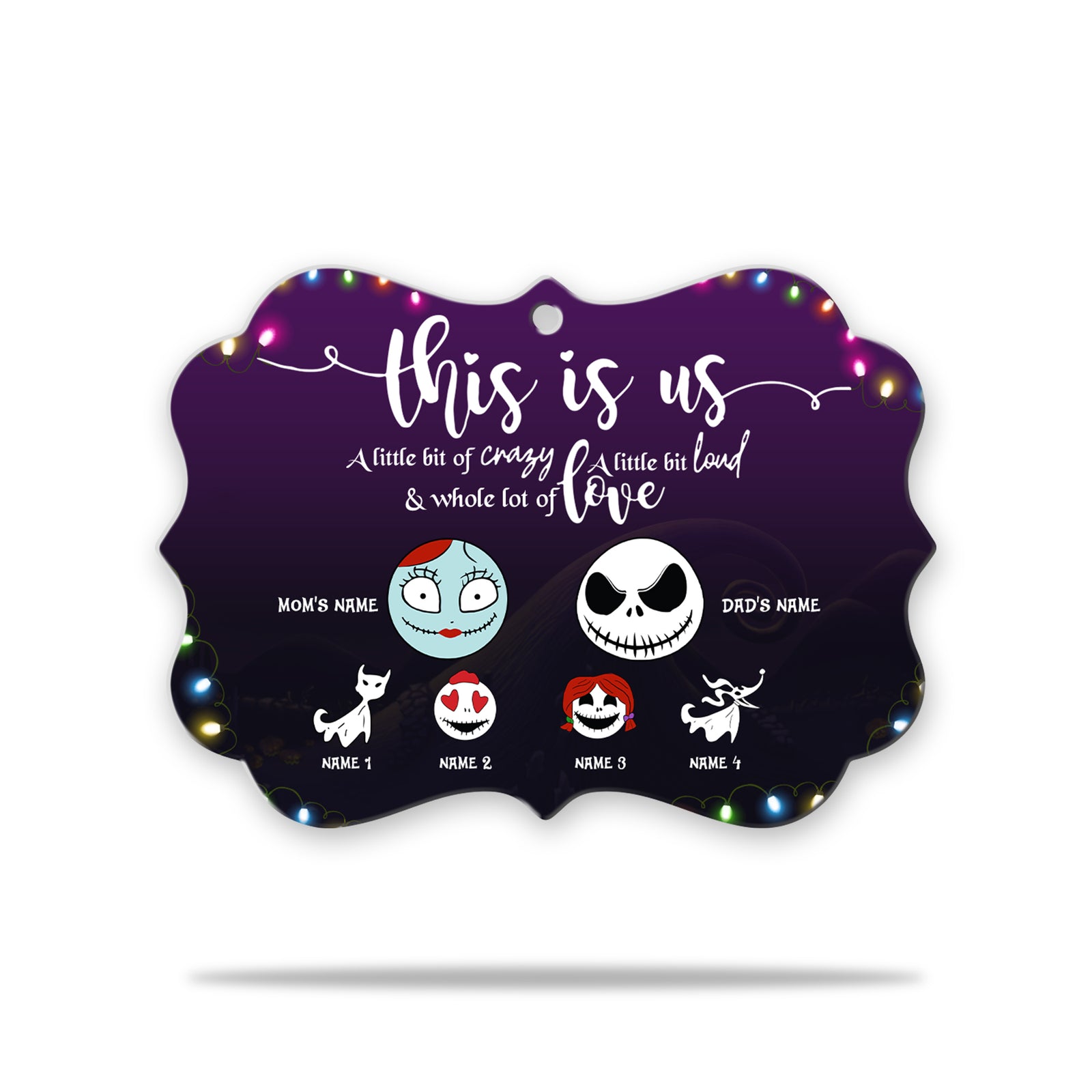 This is Us A, Little Bit of Crazy A Little Bit Loud - Personalized Cartoon Family Ornament - Christmas Gift For Skellington Family - Ornament - GoDuckee