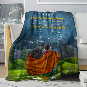 Personalized Zodiac Couple Blanket - Love Is Our True Destiny - Blanket - GoDuckee