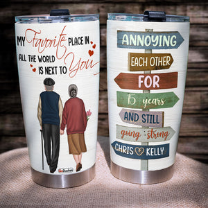 Personalized Old Couple Tumbler - My Favorite Place In All The World Is Next To You - Tumbler Cup - GoDuckee