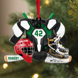 Hockey Jersey And Helmet, Personalized Acrylic Ornament - Ornament - GoDuckee