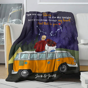 Personalized Camping Zodiac Couple Blanket - There Are Many Stars - Blanket - GoDuckee