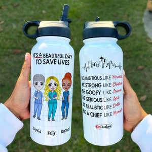 Personalized Nurse Bestie Water Bottle - It's A Beautiful Day Fol9-Vd1 - Water Bottles - GoDuckee