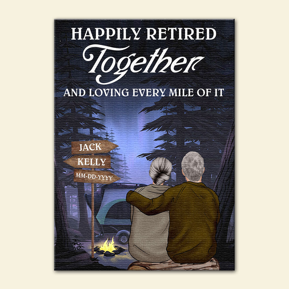 Personalized Camping Old Couple Poster - Happily Retired Together - Old Couple Shoulder to Shoulder - Poster & Canvas - GoDuckee