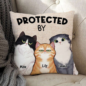 Protected By Cat- Personalized Pillow- Mother's Day Gift 01achn070223 - Pillow - GoDuckee