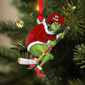 Green Hockey Sports Character, Personalized Shape Ornament, Christmas Gift - Ornament - GoDuckee