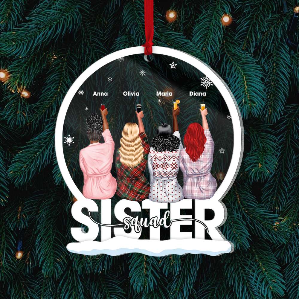 Sister Squad Christmas, Acrylic Personalized Shape Ornament Gift For Besties - Ornament - GoDuckee