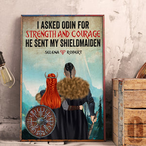 Personalized Viking Couple Couple - He Sent My Shieldmaiden - Poster & Canvas - GoDuckee