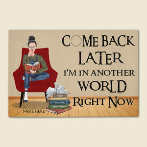 Personalized Reading Girl Doormat - Come Back Later I Am In Another World Right Now - Doormat - GoDuckee