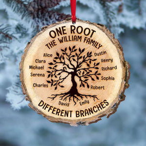 One Root Different Branches, Personalized Family Tree Wood Ornament - Ornament - GoDuckee